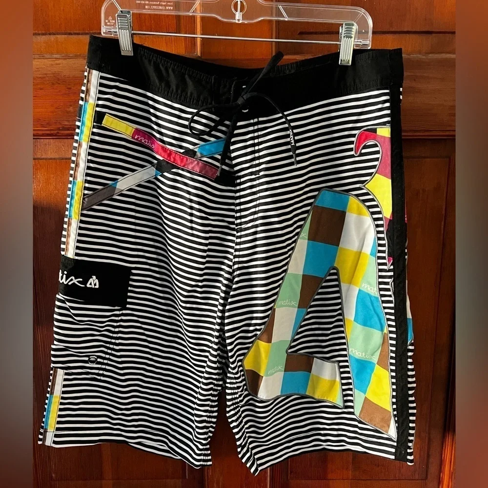 Matix Gabe Kling Signature Boardshorts Stripe Surf Skate Swim Trunks Men’s Large